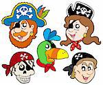 Pirate characters collection - vector illustration.