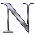 3d silver Greek letter Ny isolated in white
