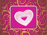 golden artistic design with pink heart shape frame