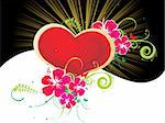 red heart with beautiful flower pattern illustration