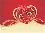 red rays background with artistic design heartshape