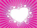 heart shape with pink dots and rays background illustration