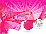 artistic design balls with pink rays, wave background, vecto illustration