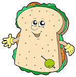 Cartoon sandwich on white background - vector illustration.