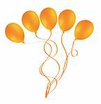 Beautiful orange balloon in the air. Vector illustration.
