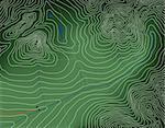 Editable vector illustration of a generic contour map of mountains