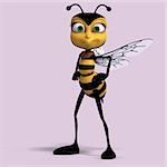 very sweet render of a honey bee in yellow and black with Clipping Path