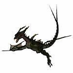 Giant fantasy dragon with great wings. With Clipping Path