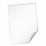 single piece of White note pad paper with ripped holes
