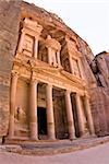 Petra - Nabataeans capital city (Al Khazneh) , Jordan. Treasury tomb. Roman Empire period. Fish eye lens shot.