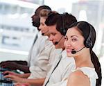 Young Attractive businesswoman smiling on headset