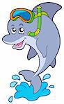 Dolphin snorkel diver - vector illustration.