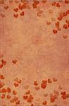 Romantic grunge background with hearts of red color