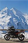 Motorbike in Grossglockner high alpine road, National Park Hohe Tauern, Austria