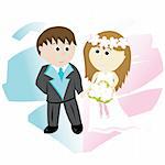 Bridegroom and bride on background with abstract heart
