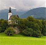 Beautiful landscape of St Nikolaus Church, Golling, Austria