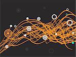 orange wave element with black background, illustration