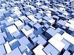 Infinite random blue and white boxes - digital artwork