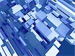 Infinite random blue boxes - digital 3d artwork