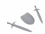 shield and two swords. 3d