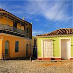 Detail of typical buildings in trinidad town, cuba