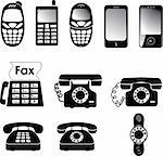 Collection of vector old and new phone icons