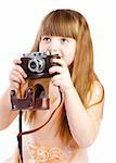 Lovely young photograther with vintage camera