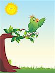 a cute green parrot on the branch