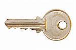 Old metal key isolated on white background, clipping path.