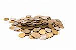 Group of coins on white background