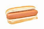 A hot dog isolated on white background. Shallow depth of field