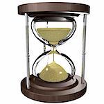 An hourglass with the sand passing. Time is money
