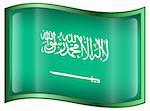 Drapeau Arabie saoudite icône, isolé sur fond blanc.