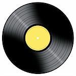 Vinyl Record with a color center on a white background.