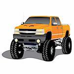 monster truck on the beach, vector illustration