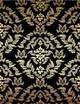 Vector decorative golden seamless floral ornament on a black background