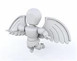 3d render of man with wings isolated on white