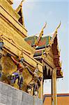 Demons mythical creatures guarding the Golden Stupa also known as Phra Sri Ratana Chedi - Grand Palace Bangkok Thailand