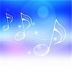 music note symbol with abstract blue background