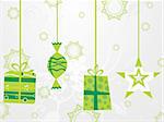 hanging green christmas icons with seamless background