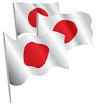 Japan 3d flag. Vector illustration. Isolated on white.