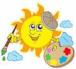 Sun artist on white background - vector illustration.