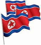 North Korea 3d flag. Vector illustration. Isolated on white.