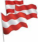 Austria 3d flag. Vector illustration. Isolated on white.