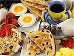 Delicious packed breakfast tray ready to serve.