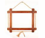 Wooden frame.  Hung down wooden frame.