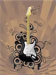 Abstract vector retro background with the guitar.