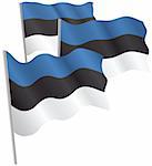 Estonia 3d flag. Vector illustration. Isolated on white.