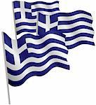 Greece 3d flag. Vector illustration. Isolated on white.