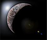 Planet in black space 3d image